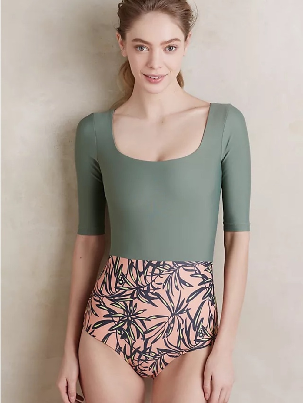 Seea Zuma Green Scoop-Neck one piece bathing suit size medium summer beachwear